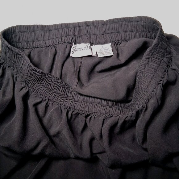 Vintage Jane Ashley Skirt Large Black Rayon Embroidered Floral Hem Whimsigoth - Picture 13 of 13